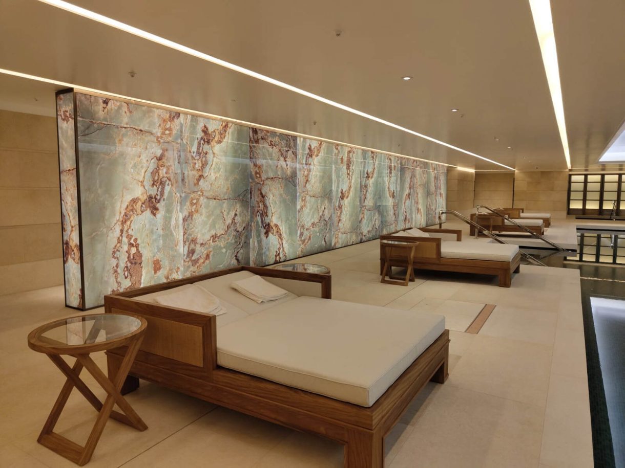 Backlit Faux Onyx Wall Panels, 60 Curzon St, London - Spanlite